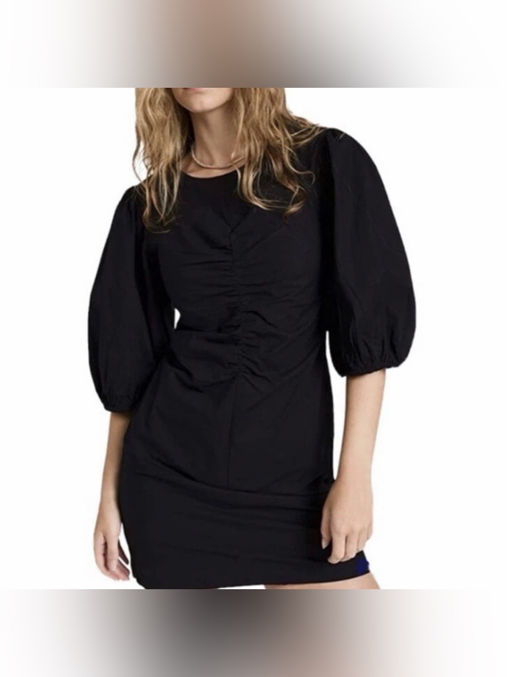 Free People Hope Mini Dress Black Puff Ballon Sleeves Womens - Medium - C30-108